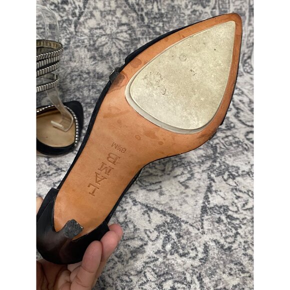 L.A.M.B. Suede Stiletto Studded Ankle Strap Heels in Black Size 81/2 - Picture 8 of 9